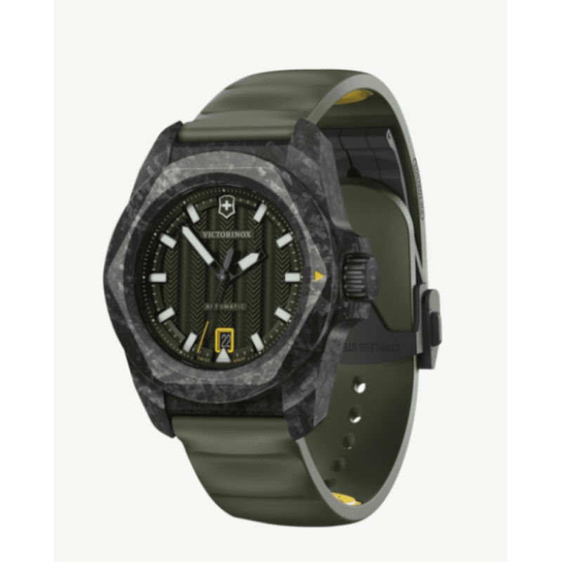 VICTORINOX   INOX GENT AUTO CARBON,GREEN DIAL&RUBBER - V242021.1