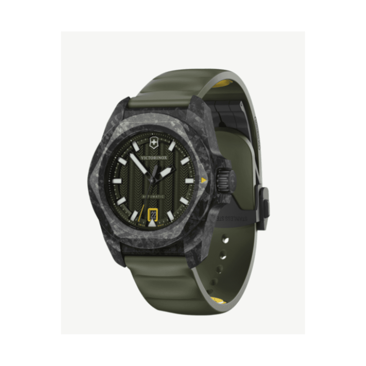 VICTORINOX   INOX GENT AUTO CARBON,GREEN DIAL&RUBBER - V242021.1