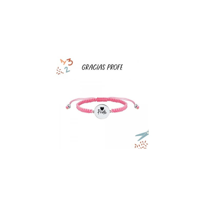 PULSERA MACRAMÉ ROSA PLATA - 9120731