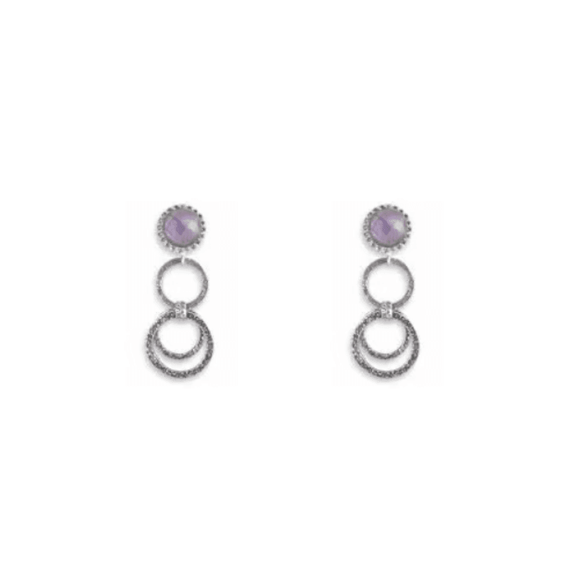 ARRACADES PLATA CERCLES PEDRA ROSA ZIRCONITES - CE23