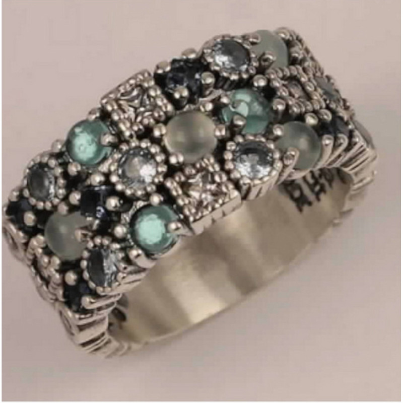 ANELL PLATA CABJ CALCEDONIA VERDE - 11212CAV