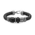 PULSERA PIEL SERPIENTE PLATA Y MADERA - SP6N T/21