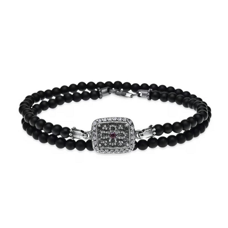 POLSERA DOBLE BOLES NEGRES MOTIU ZIRCONITES - CB101D T/18