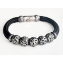 PULSERA CORDÓN NEGRO PLATA - PM3 T/21