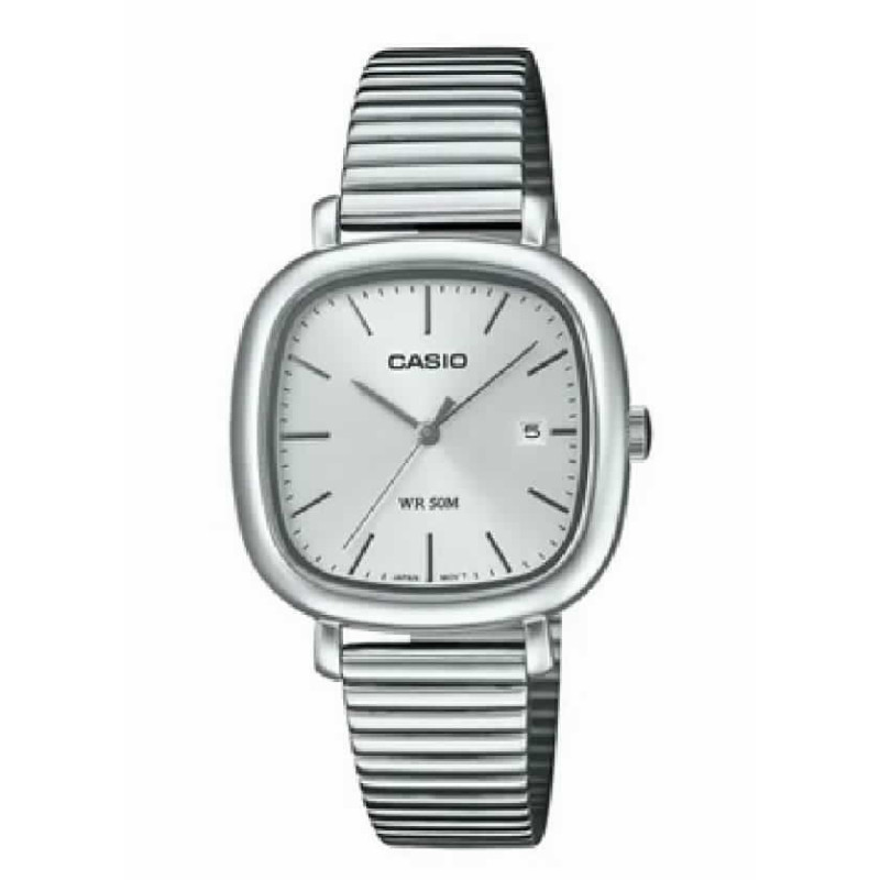 CASIO ANAL CORR METAL PLATA ESF BLC  - LTP-B166D-7AVE