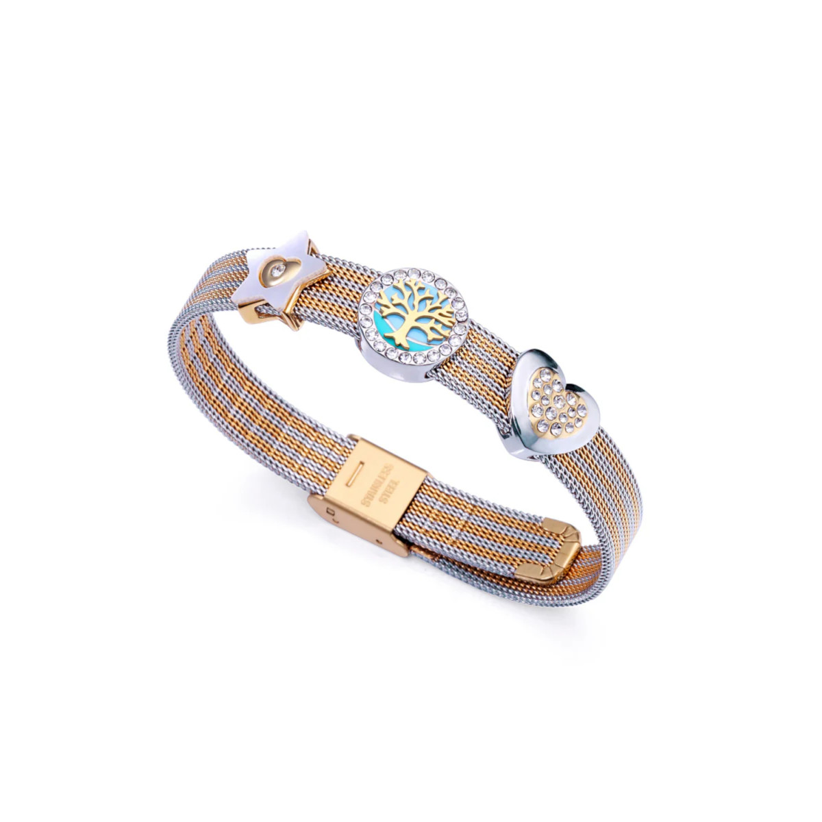 PULSERA MALLA BICOLOR IP DAURAT - 1360P01019