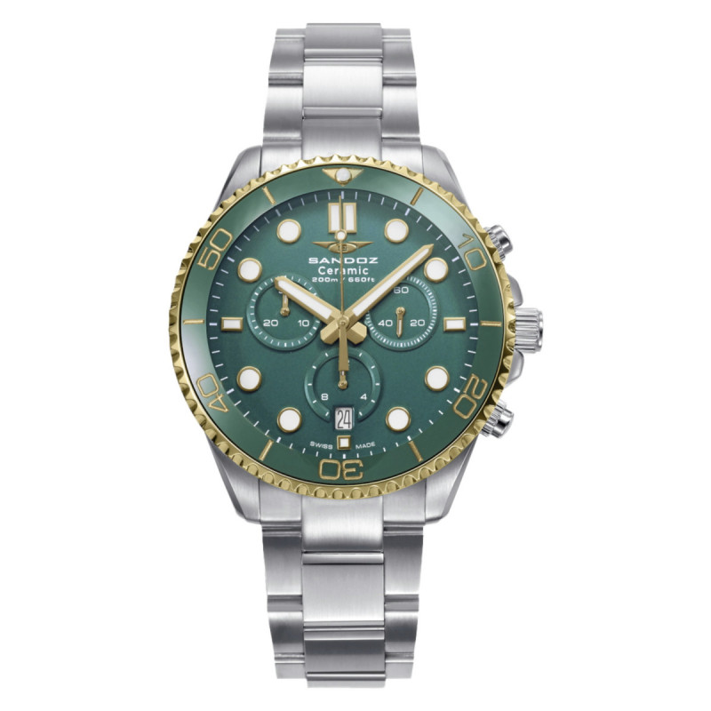 CRONO ACERO IP DORADO Y CERAMICA BRAZ - 83021-67