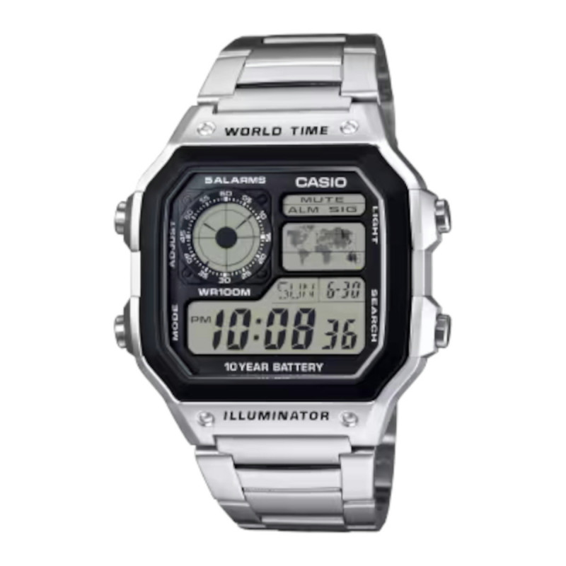 CASIO H.DIGI.ALARM.CRNO.MAPA - AE-1200WHD-1AV