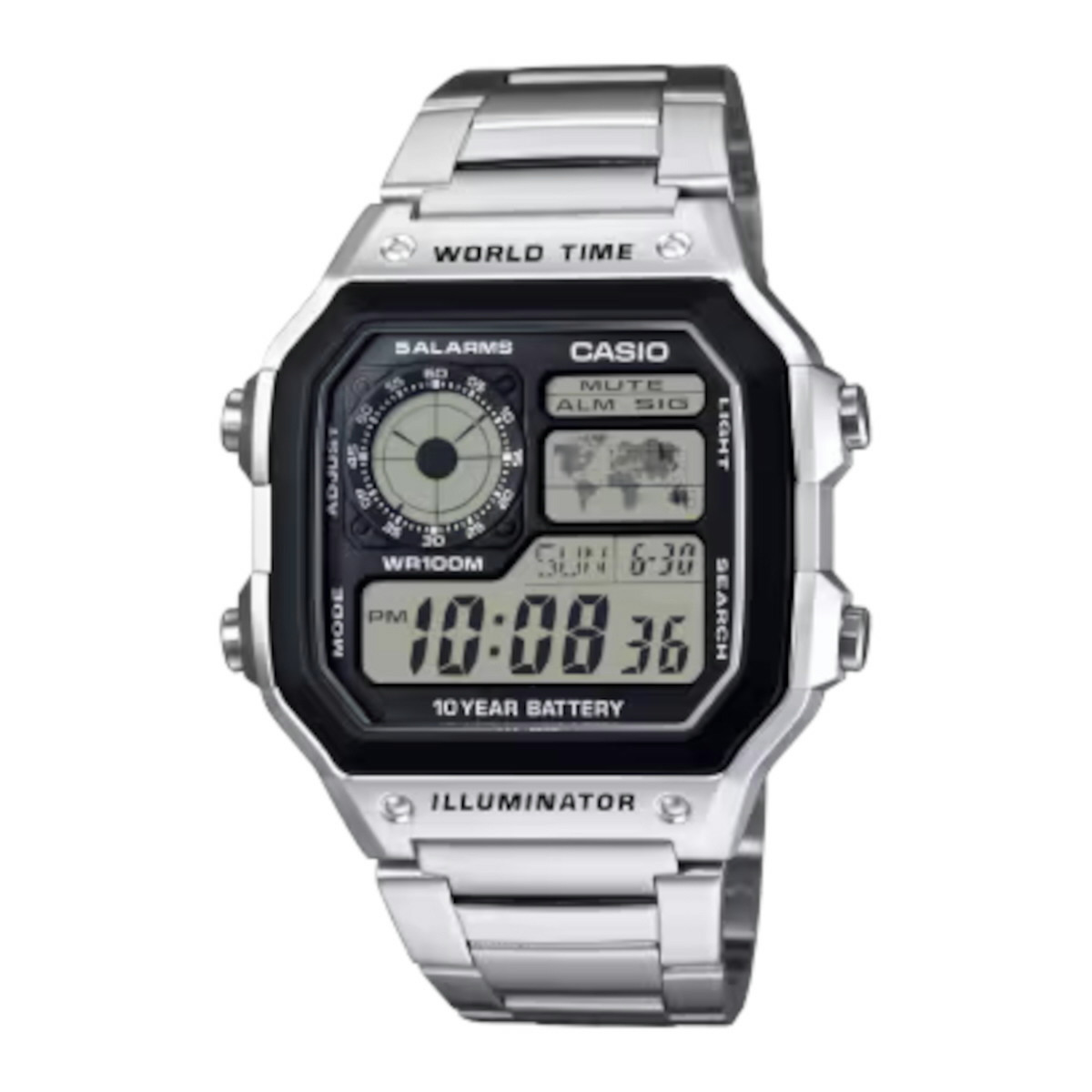 CASIO H.DIGI.ALARM.CRNO.MAPA - AE-1200WHD-1AV