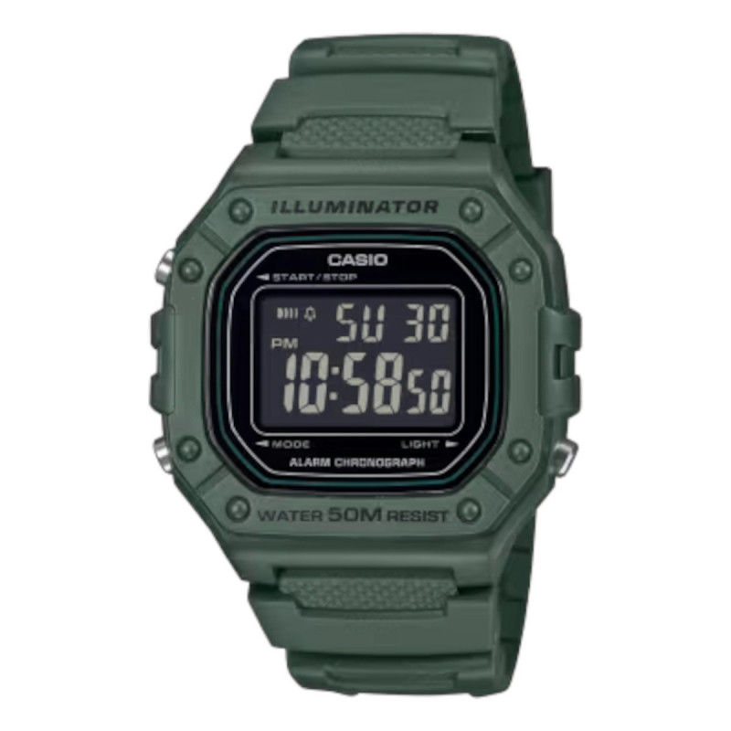 CASIO DIGITAL CAIXA I CORR VERDE - W-218-3BVEF