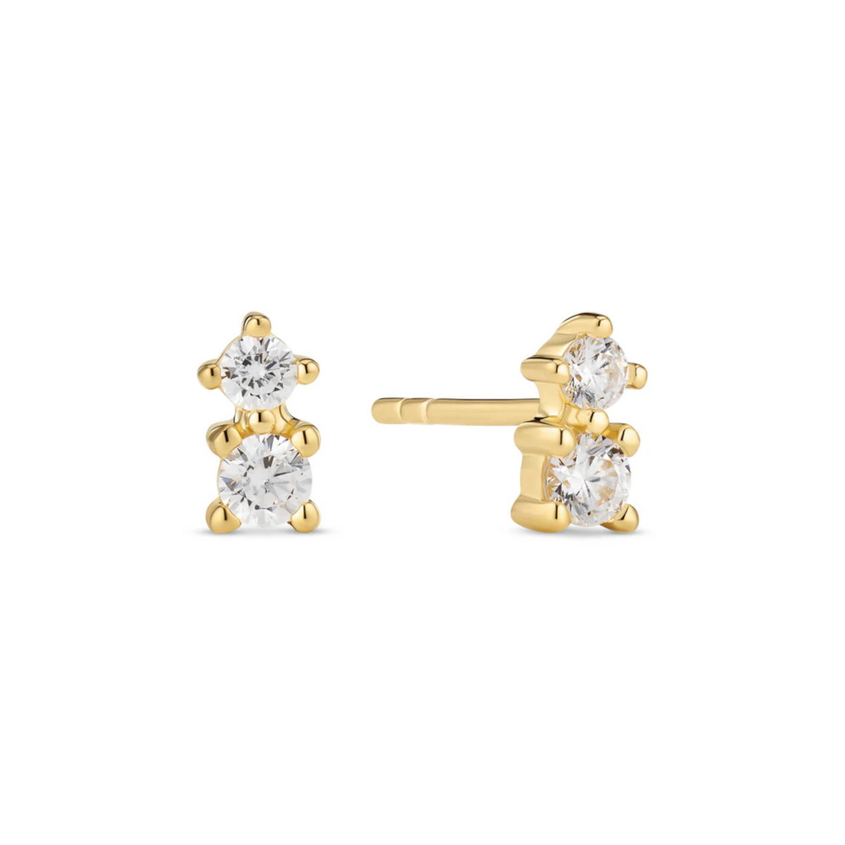 PENDIENTES PLATA BAÑO ORO CIRCO BLC DOBLE - 18993