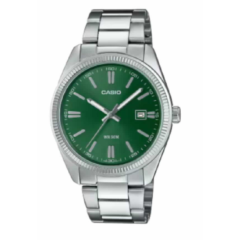 RELL CASIO ANALOG BZ PLATA ESFER VERD - MPT-1302PD-3AV