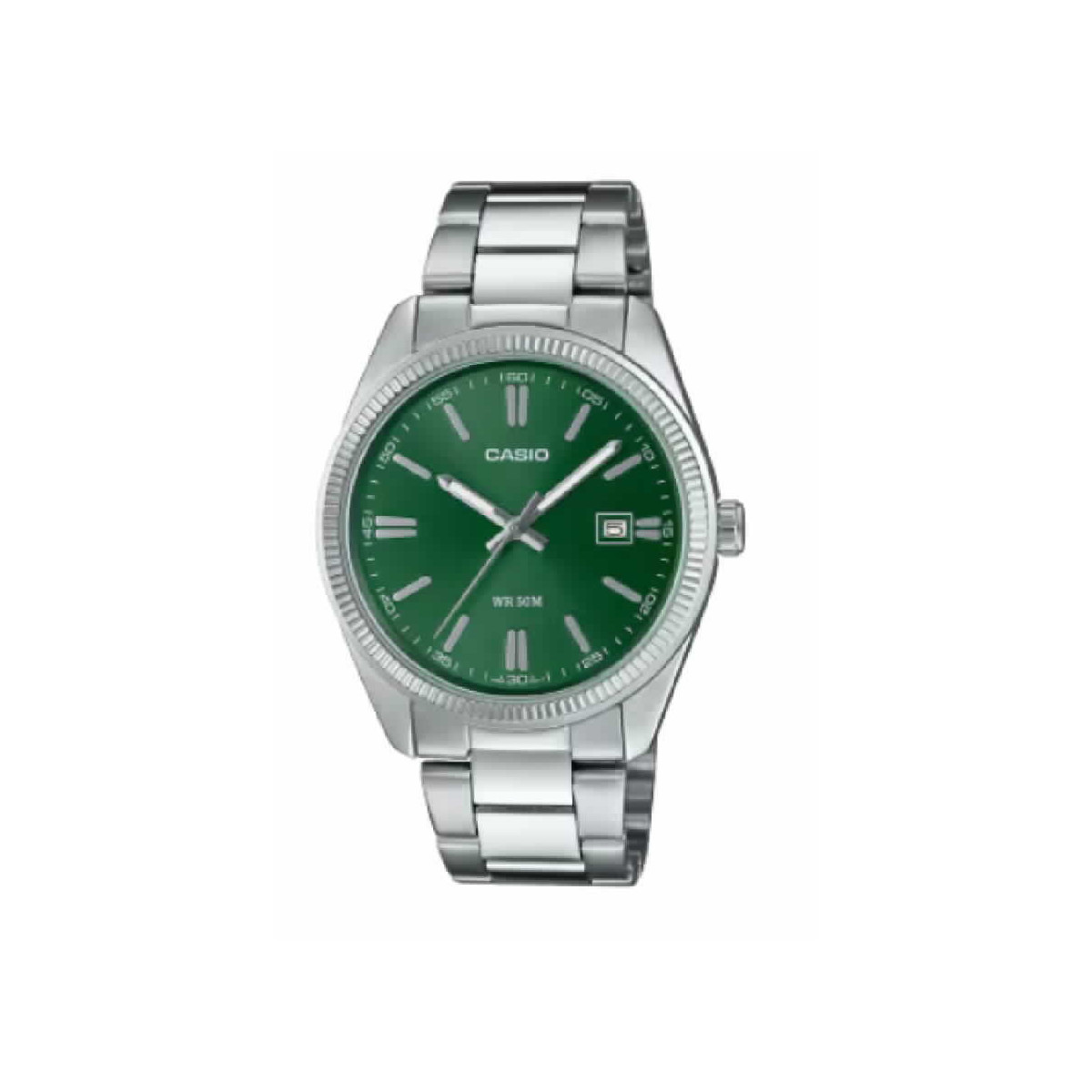 RELL CASIO ANALOG BZ PLATA ESFER VERD - MPT-1302PD-3AV