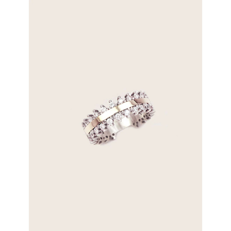 ANELL OR PLATA BOCAS TRIANGULO BLANCO - 10606B