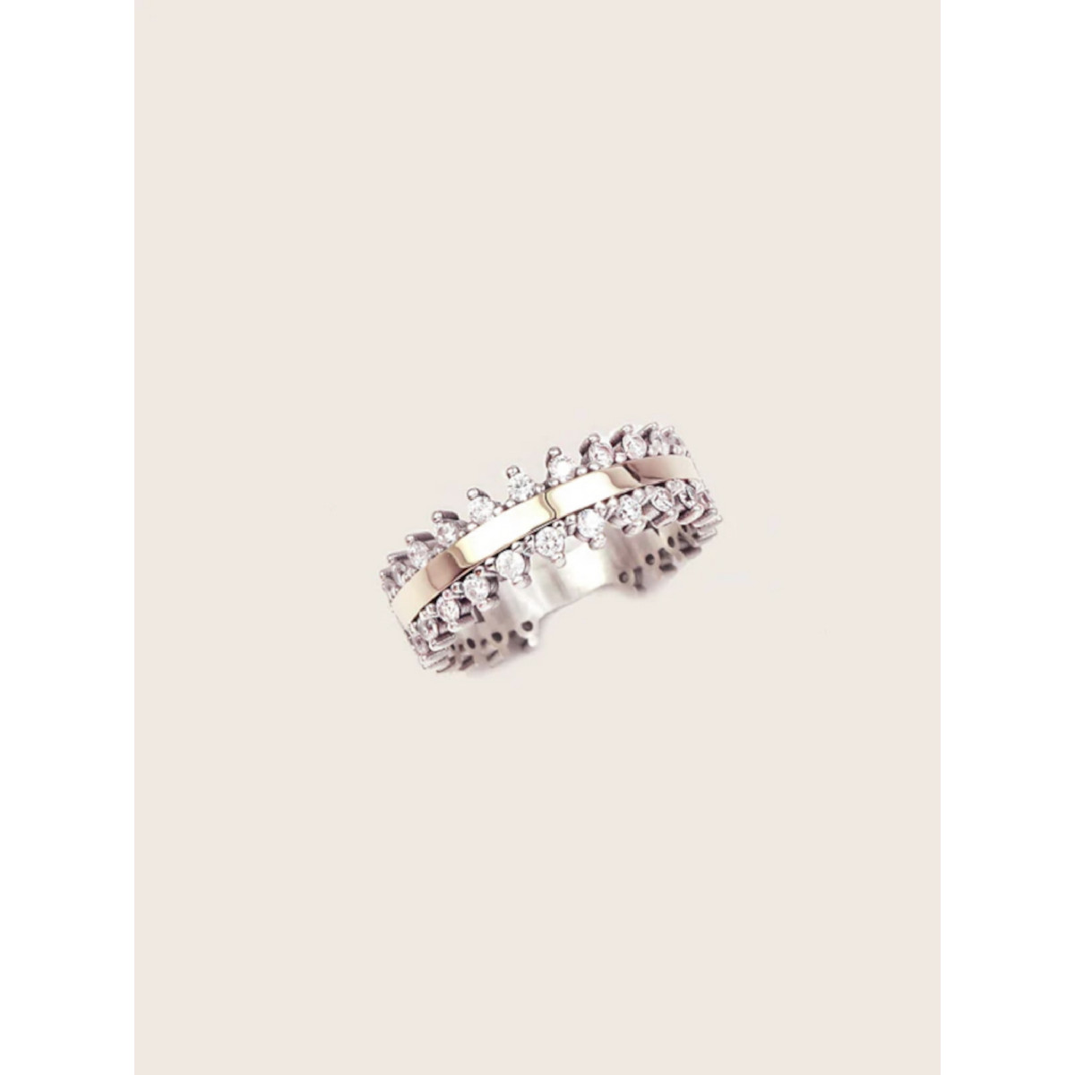 ANELL OR PLATA BOCAS TRIANGULO BLANCO - 10606B