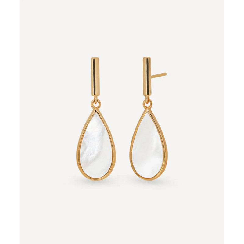 PENDIENTES SEMI LARGOS FUSÍON CON MADREPERLA BLANCA - G4143
