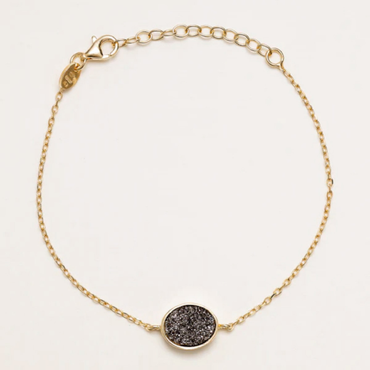 PULSERA CHAPADO ÁGATA BLC/ GRIS OVAL - AL5196