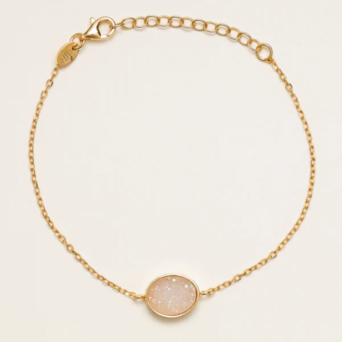 PULSERA CHAPADO ÁGATA BLC/ GRIS OVAL - AL5196