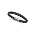 PULSERA ACERO Y PIEL TRENZADA NEGRA - 14299P01010 PULSERA ACERO Y PIEL TRENZADA NEGRA - 14299P01010