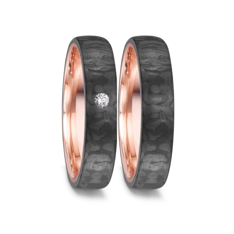 ANELL OR ROSA 14 kt I CARBONO DIAMANT