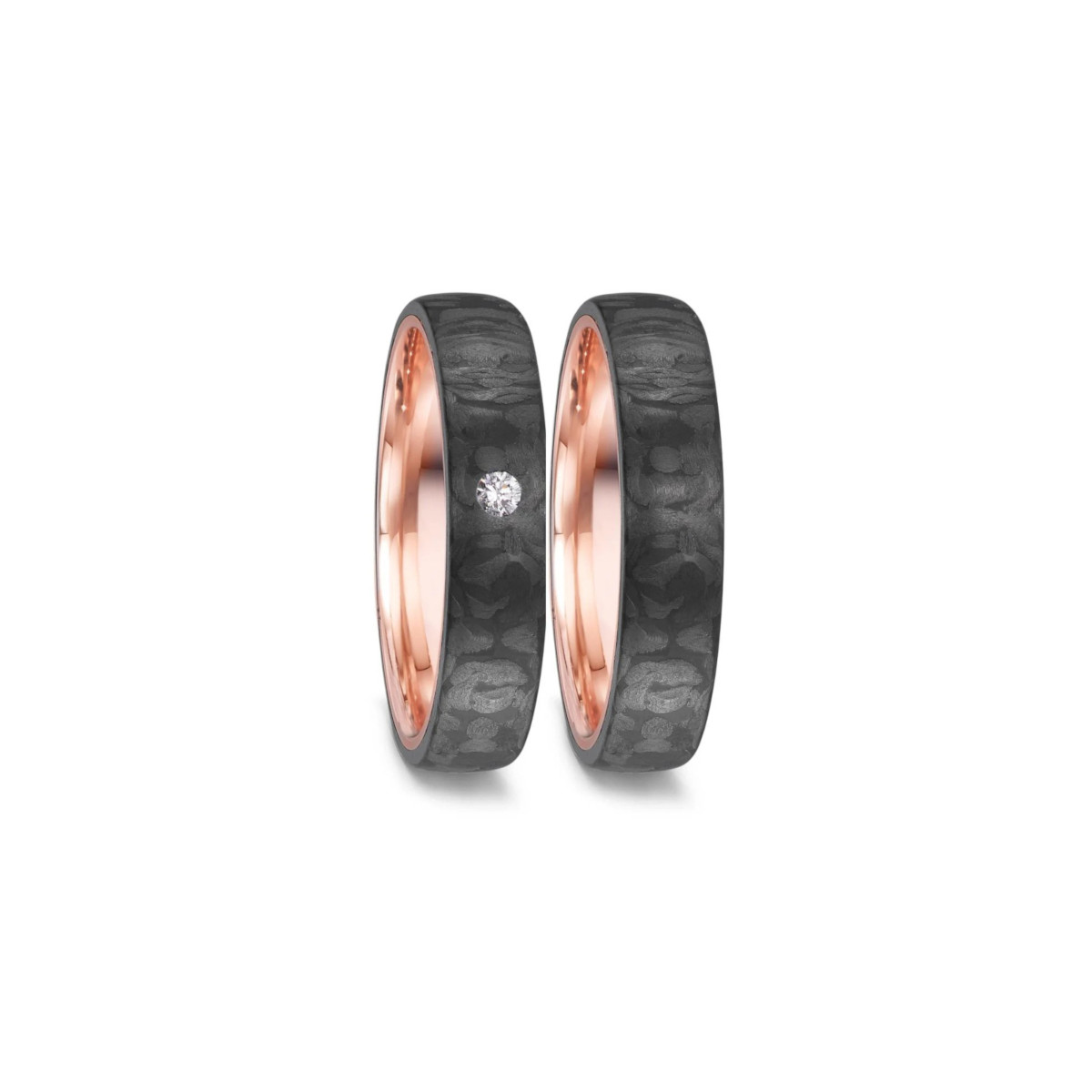 ANELL OR ROSA 14 kt I CARBONO DIAMANT