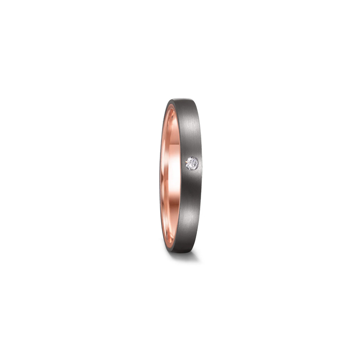 ANILLO ORO ROSA 14 kt Y TANTALIO DIAMANTE