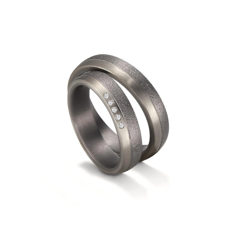 ANILLO TÁNTALO Y PALADIO DIAMANTE