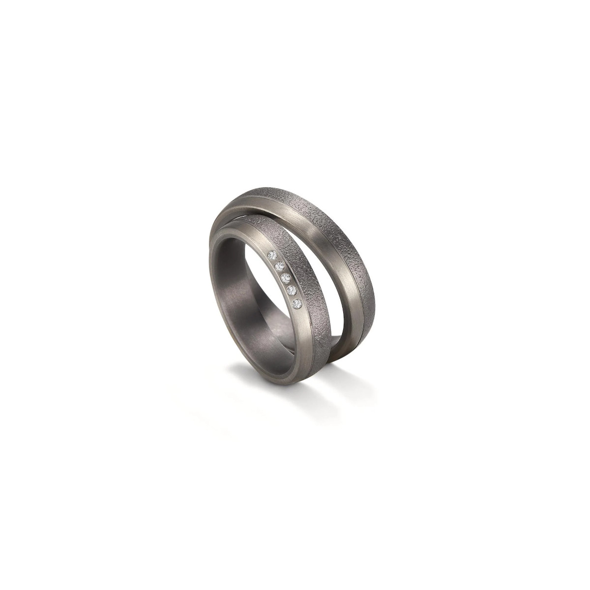 ANILLO TÁNTALO Y PALADIO DIAMANTE