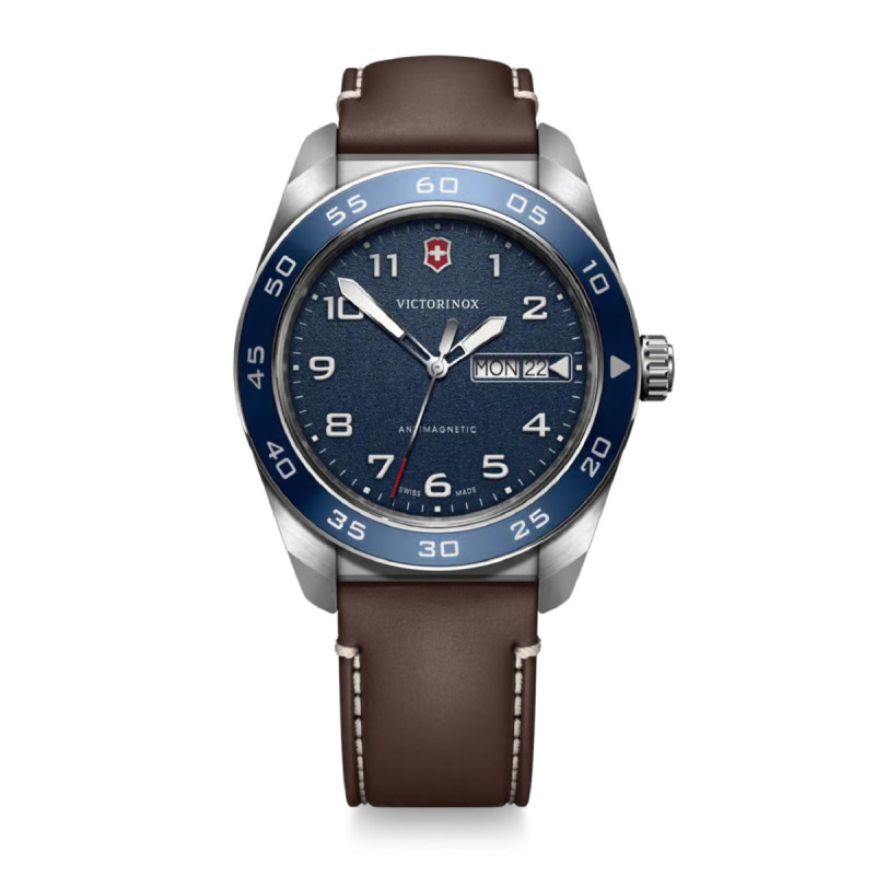 VICTORINOX SWISS ARMY SS BLUE DIAL, BROWN STRAP - V242040
