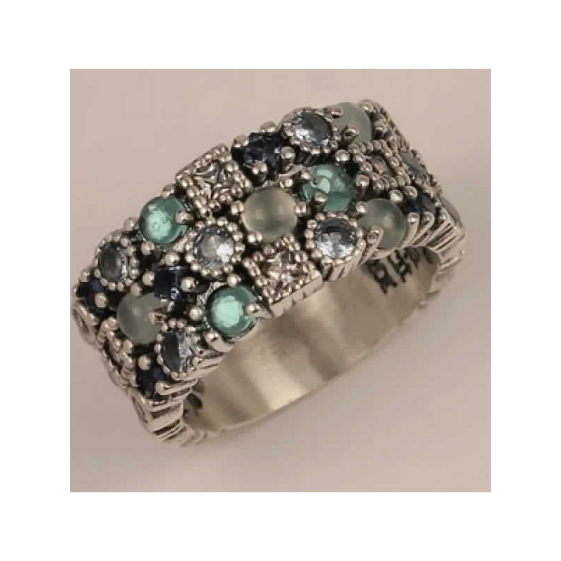 ANELL PLATA CABJ CALCEDONIA VERDE - 11212CAV